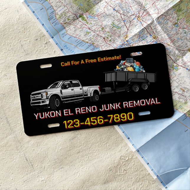 Customize Junk Removal Business Promotional Truck  License Plate (In Situ)