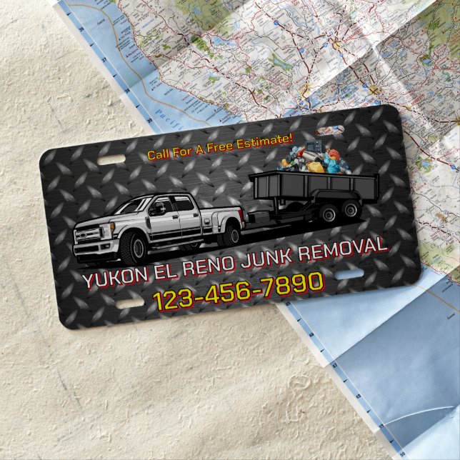 Customize Junk Removal Business Promotional Truck  License Plate (In Situ)