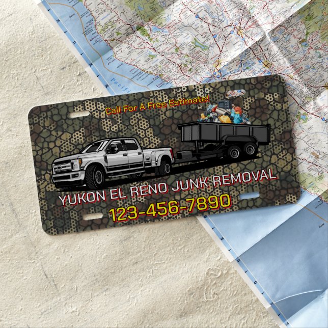 Customize Junk Removal Business Promotional Truck  License Plate (In Situ)