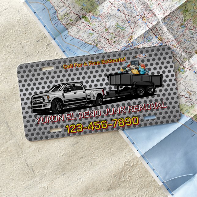 Customize Junk Removal Business Promotional Truck  License Plate (In Situ)