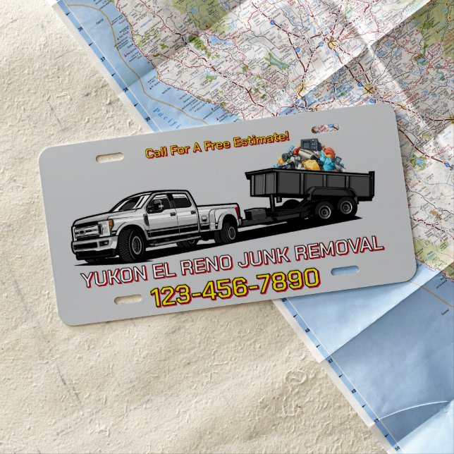 Customize Junk Removal Business Promotional Truck  License Plate (In Situ)