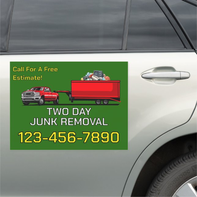 Customize Junk Removal Business Truck Promo Car Magnet (In Situ)