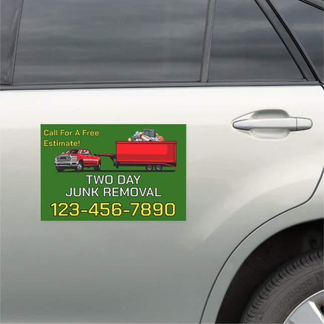 Customize Junk Removal Business Truck Promo Car Magnet (In Situ)