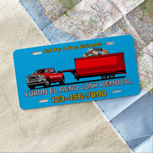 Customize Junk Removal Business Truck Promo License Plate