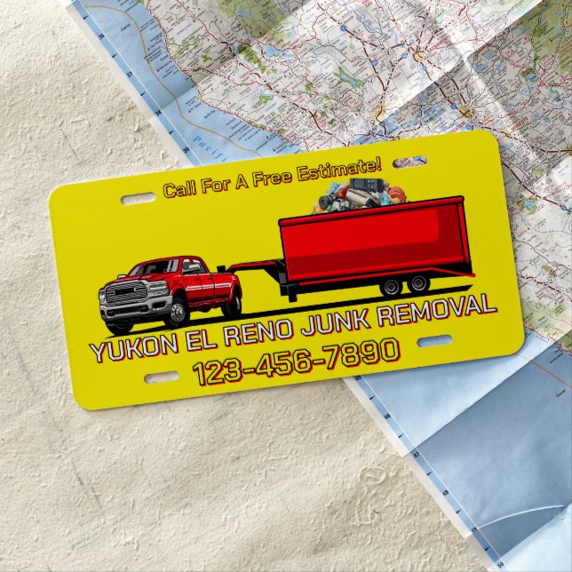 Customize Junk Removal Business Truck Promo License Plate (In Situ)
