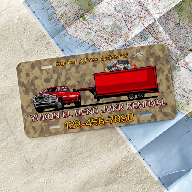 Customize Junk Removal Business Truck Promo License Plate (In Situ)