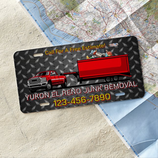 Customize Junk Removal Business Truck Promo License Plate (In Situ)
