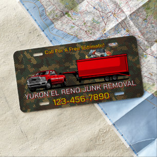 Customize Junk Removal Business Truck Promo License Plate