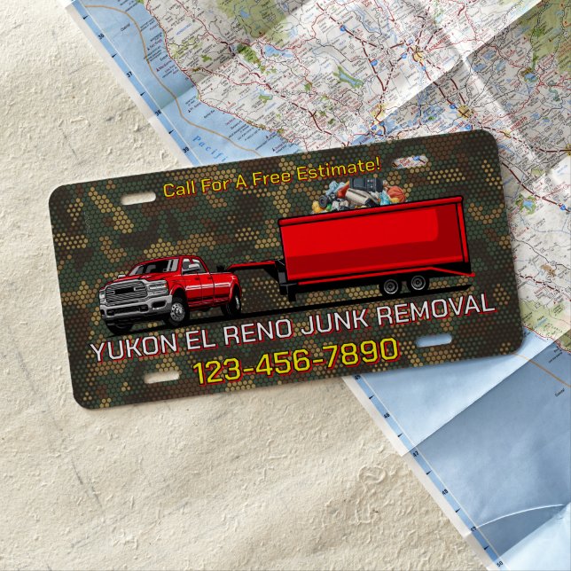 Customize Junk Removal Business Truck Promo License Plate (In Situ)
