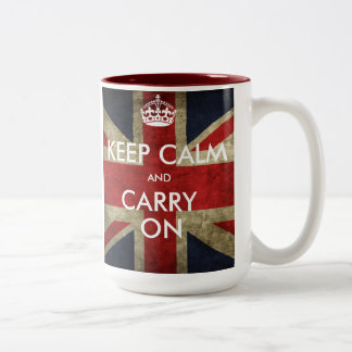 Customize Keep Calm and Carry On Two-Tone Coffee Mug