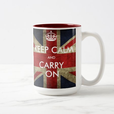 Customize Keep Calm And Carry On Two-tone Coffee Mug