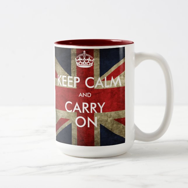 Customize Keep Calm and Carry On Two-Tone Coffee Mug (Right)