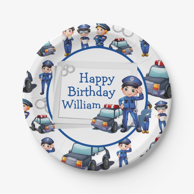 Customize Kids Policemen  Paper Plates (Front)