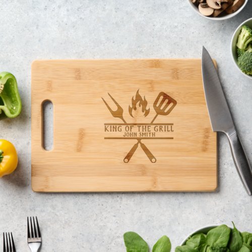 Customize King of the Barbecue Grill Gift Etched  Cutting Board