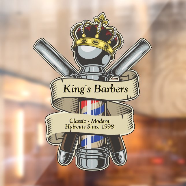 Customize King Royal Crown Barber Shop Window Cling (Sheet 2)