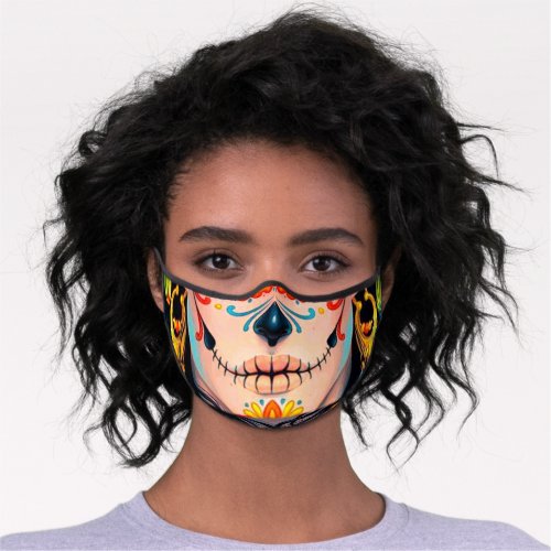 Customize La Catrina Sugar Skull Aesthetic Black  Premium Face Mask