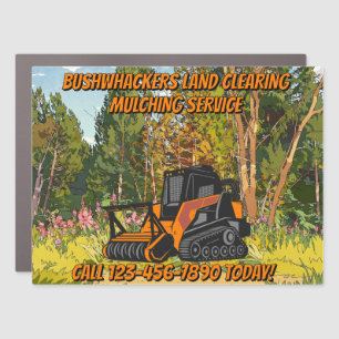 Customize Land Clearing Mulching Service Business Car Magnet