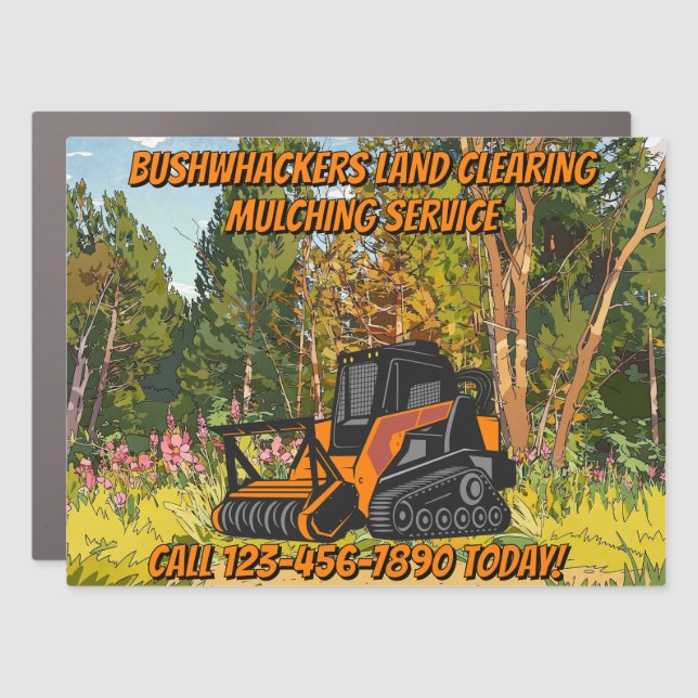 Customize Land Clearing Mulching Service Business Car Magnet (Front)