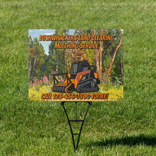 Customize Land Clearing Mulching Service Business Sign (Insitu)