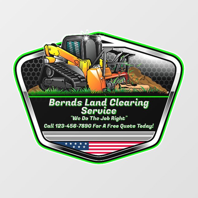Customize Land Clearing Mulching Service Logo  Wall Decal (Front)