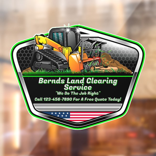 Customize Land Clearing Mulching Service Logo  Window Cling (Sheet 2)