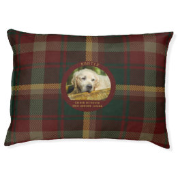 Customize Large Dog Pet Maple Leaf Tartan Dog Bed