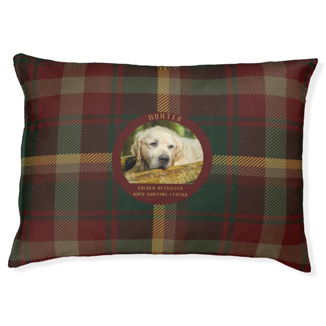Customize Large Dog Pet Maple Leaf Tartan Dog Bed (Front)