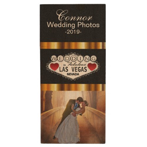 Customize Las Vegas Wedding Photo Design Wood Flash Drive