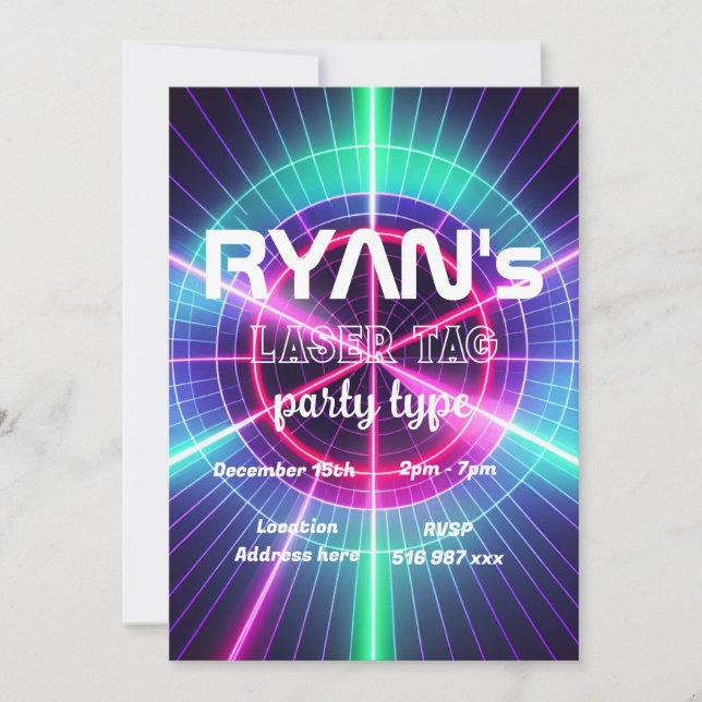Customize laser tag birthday invitation (Front)