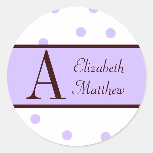 Customize Last and First Name Lilac Sticker (Front)