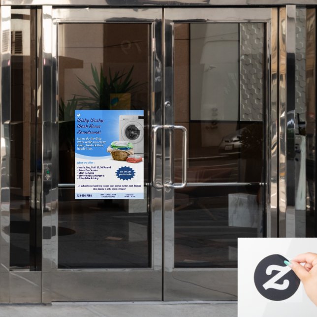 Customize Laundromat Laundry Service Wash and Fold Window Cling (Office Door)