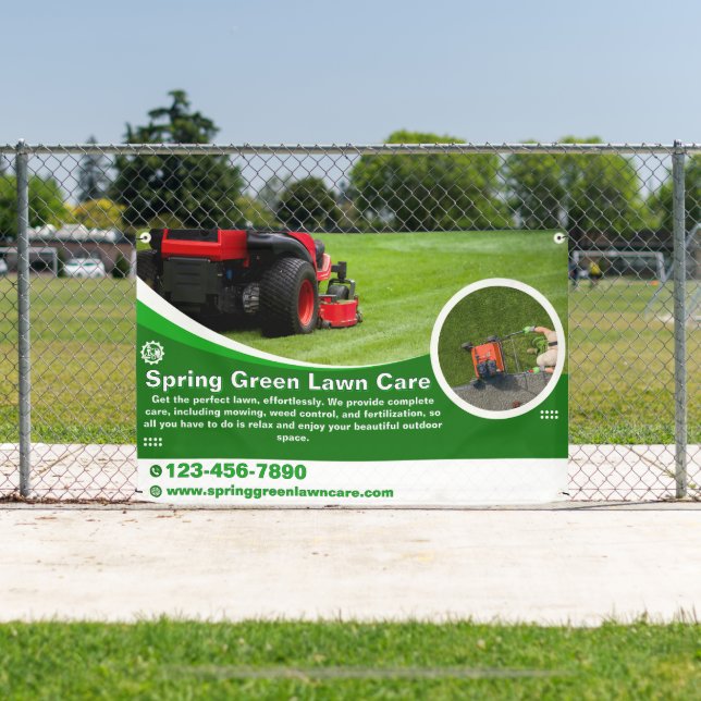 Customize Lawn Care Business Roadside Fence Banner (Insitu)
