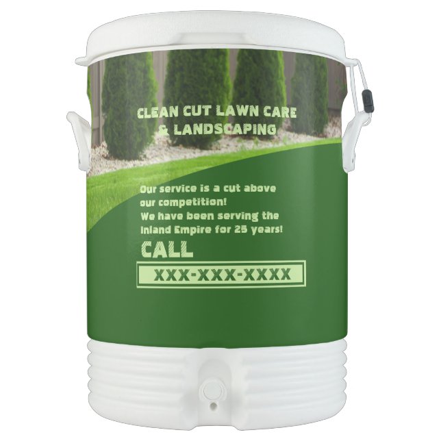 Customize Lawn Care Business Truck Beverage Cooler (Front)