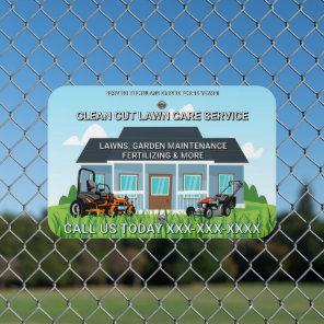 Customize Lawn Care Landscaping Business Fence Ad Metal Sign