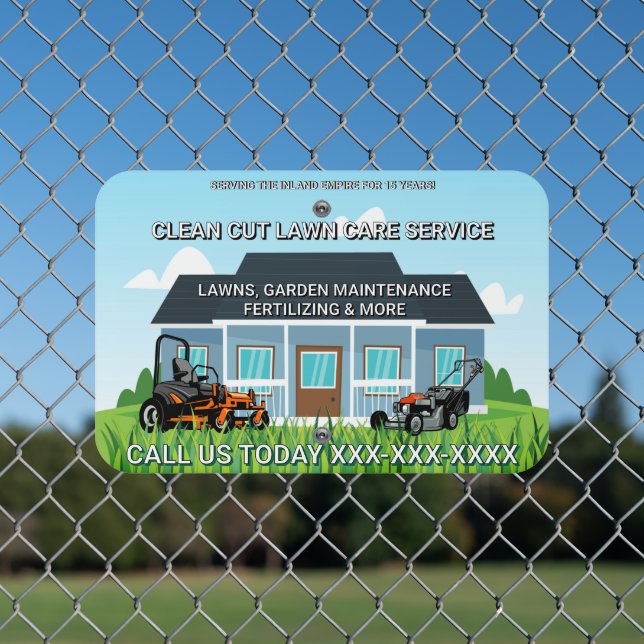 Customize Lawn Care Landscaping Business Fence Ad Metal Sign (In Situ(Fence))