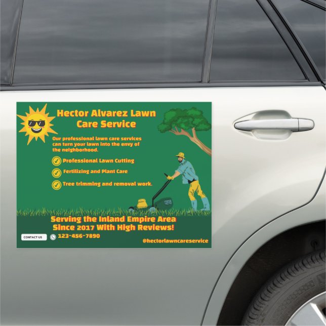Customize Lawn Care Service Detailed Truck Van  Car Magnet (In Situ)
