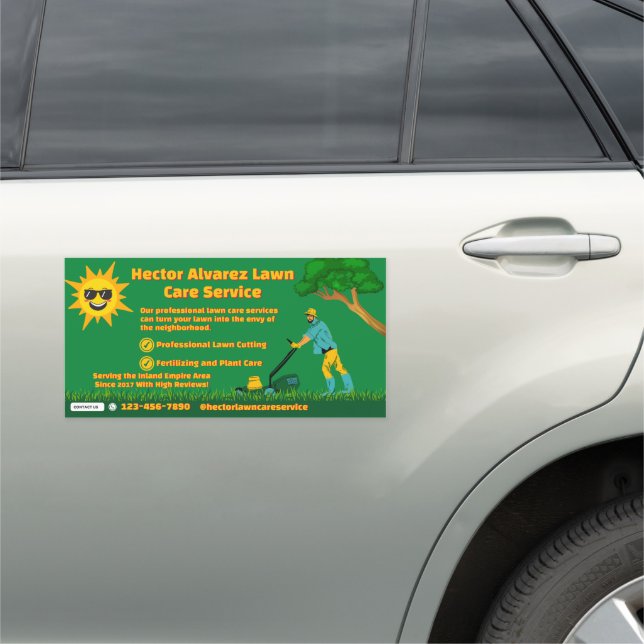 Customize Lawn Care Service Detailed Truck Van  Car Magnet (In Situ)