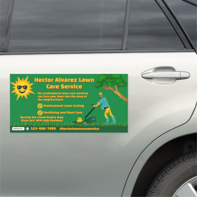 Customize Lawn Care Service Detailed Truck Van  Car Magnet (In Situ)