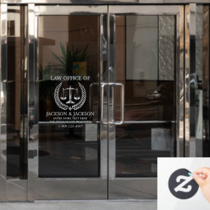 Customize Lawyer Law Office Detailed Front Silver Window Cling