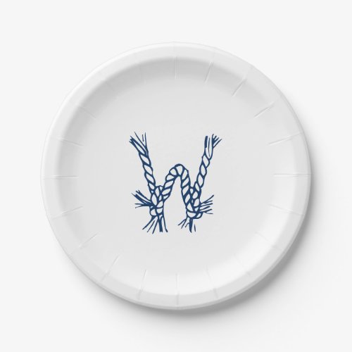 Customize letter nautical rope knots party paper plates