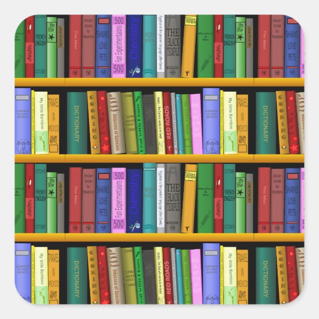 Customize Library Design Square Sticker (Front)