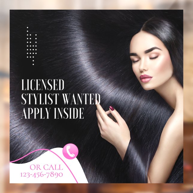 Customize Licensed Hair Stylist Wanted Apply Insid Window Cling (Sheet 2)