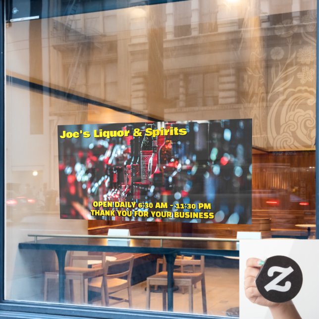 Customize Liquor Store Spirits Wine Front  Window Cling (Cafe Window)