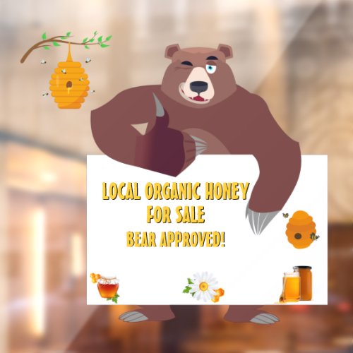 Customize Local Organic Honey Bear Farm Logo Window Cling