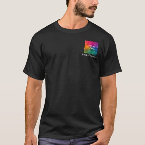 Customize Logo Employee Name Template Black T_Shirt