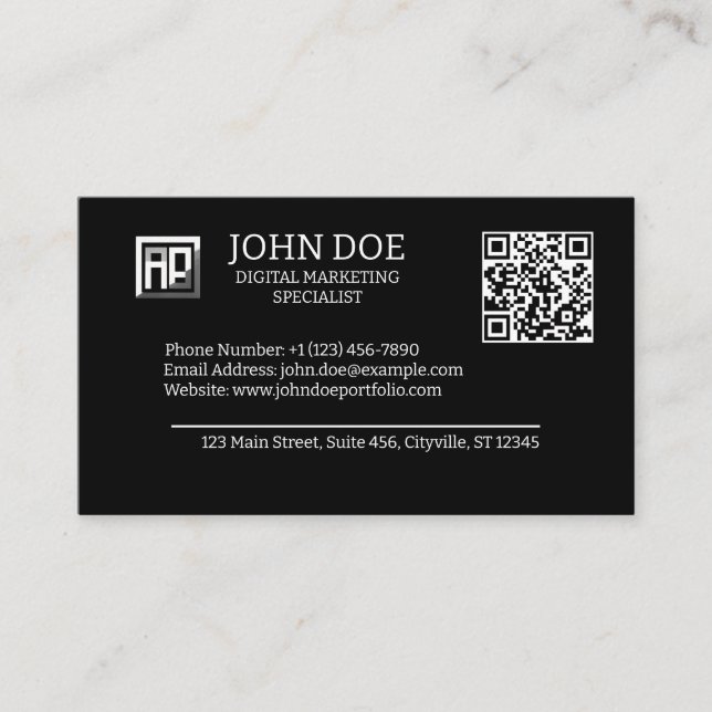 customize LOGO & QR code | Modern  Business Card (Front)