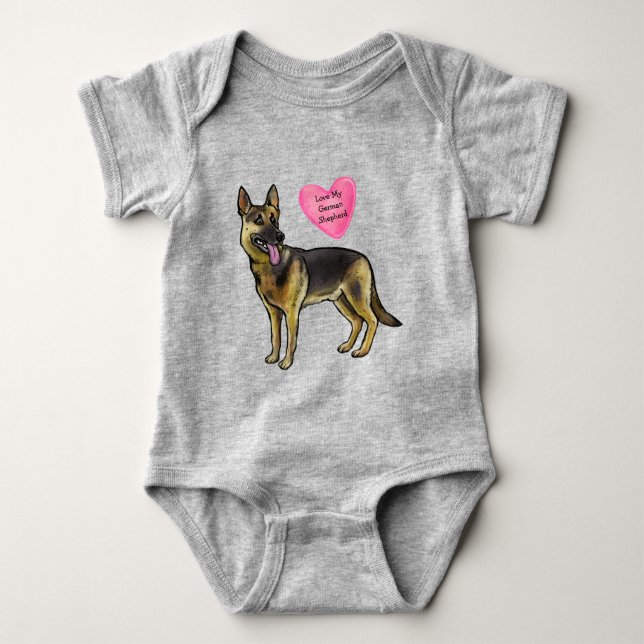 Customize Love My German Shepherd Dog Pet Baby Bodysuit (Front)