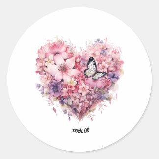 customize lovely cute floral heart Sticker