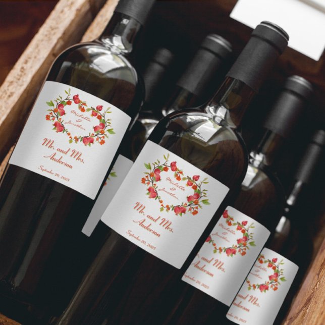 Customize Loving Heart Simple Elegant Wedding  Wine Label (Creator Uploaded)