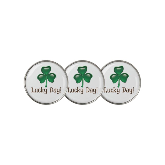 Customize Lucky Day! Shamrock Golf Ball Marker (3 Up)